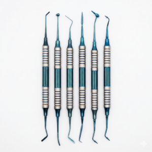 Dental Composite Filling Restorative Instruments 6 Pcs Set Blue Titanium Coated